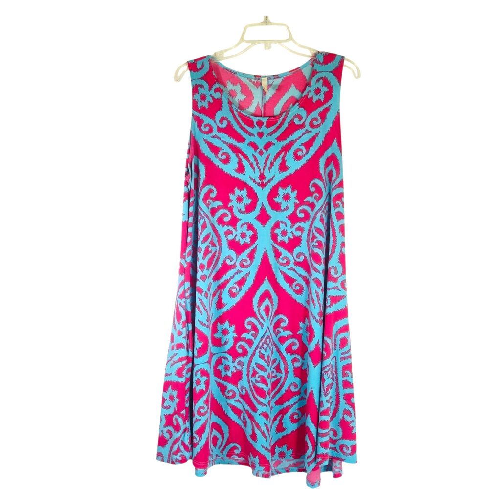 Cezanne 2XL Pink & Teal Sleeveless Dress | Bright & Flowy IMPERFECTIONS